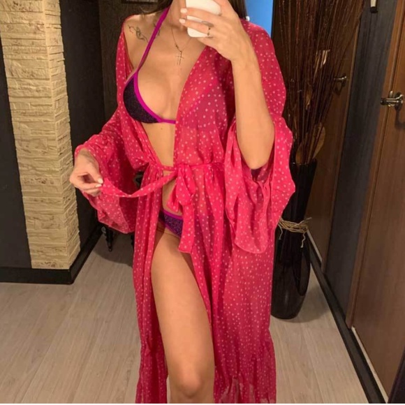 02 Boho Gypsy pink fuchsia Beach Cover up - Picture 6 of 6